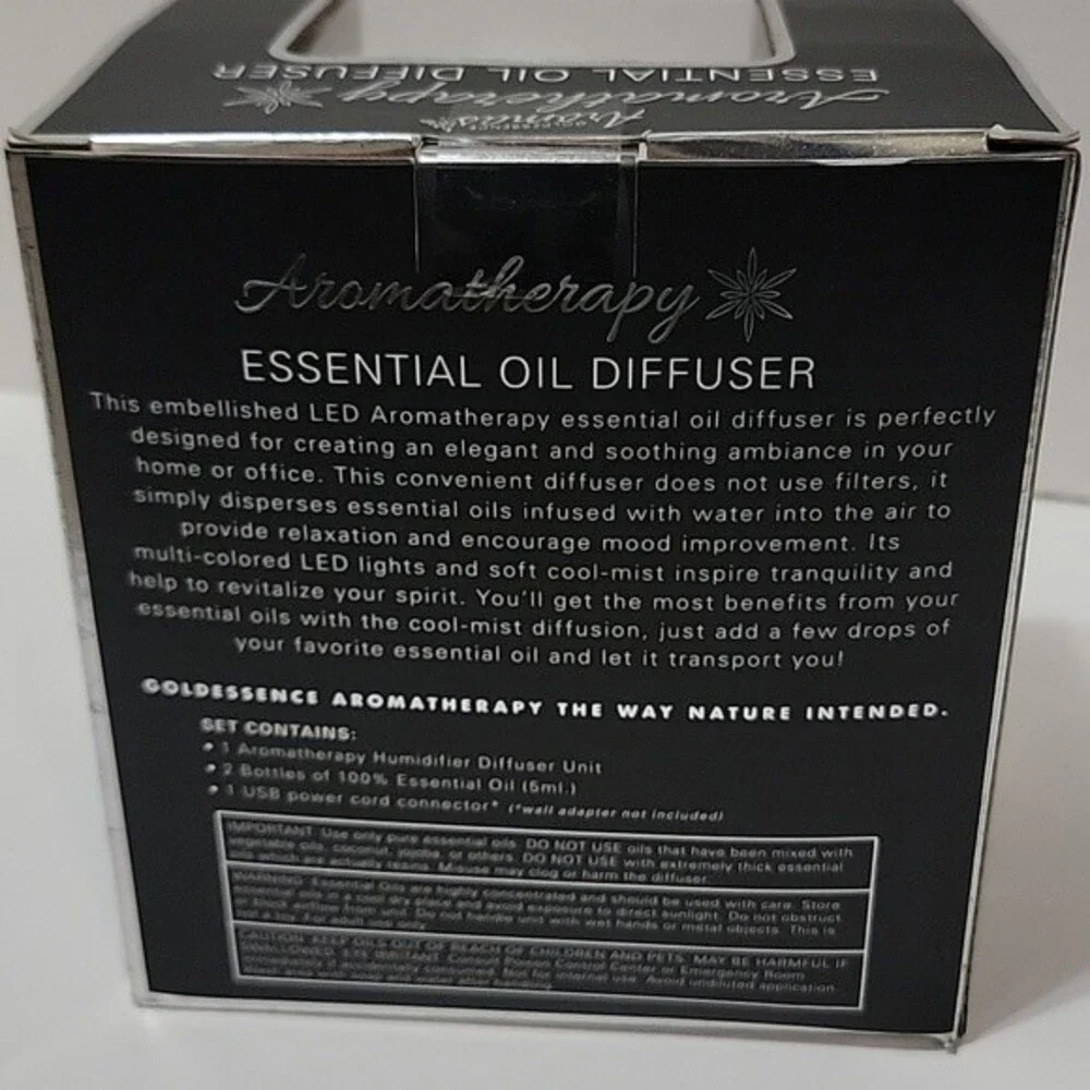 GOLDESSENCE Aroma Therapy Essential Oil Sparkle Color Changing Diffuser NIB